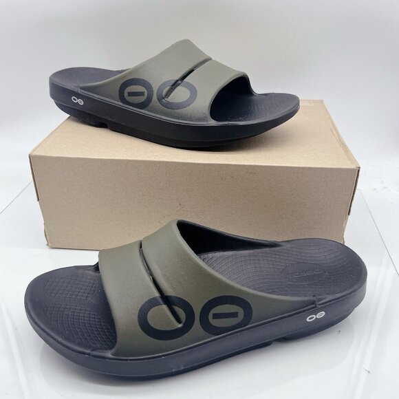 Oofos OOahh Sport Sandal Slide Tactical Green Black Waterproof Mens EU 41 US 8 - Picture 1 of 11